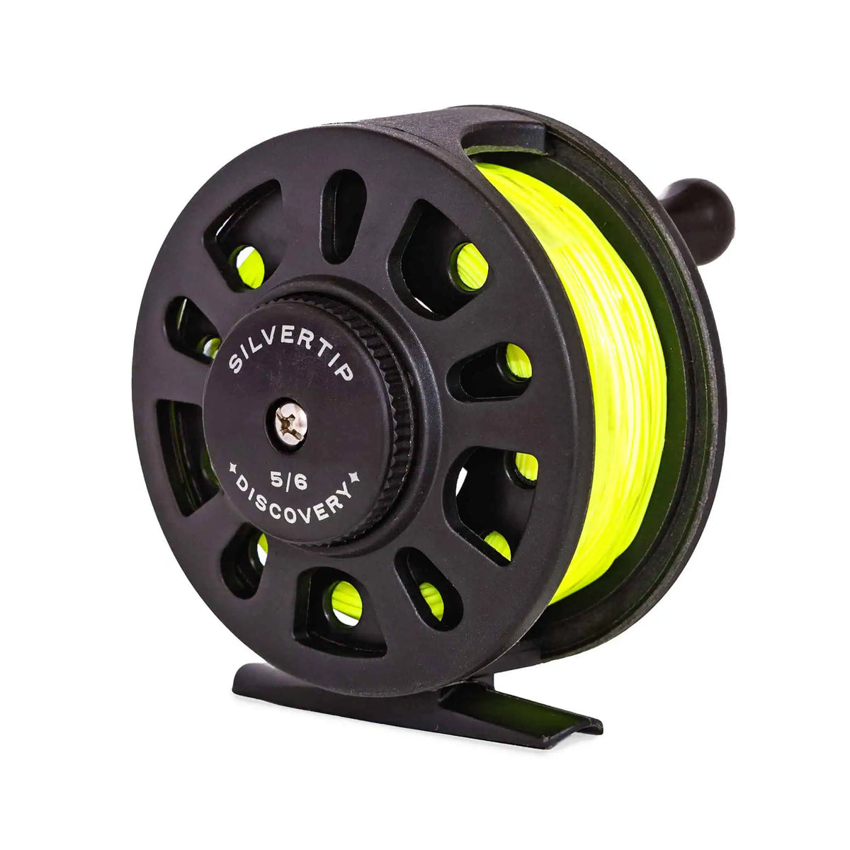 Silvertip Discovery 5/6 fly reel by Jackson Hole Fly Company, pre-spooled, lightweight reel for beginner fly fishing.