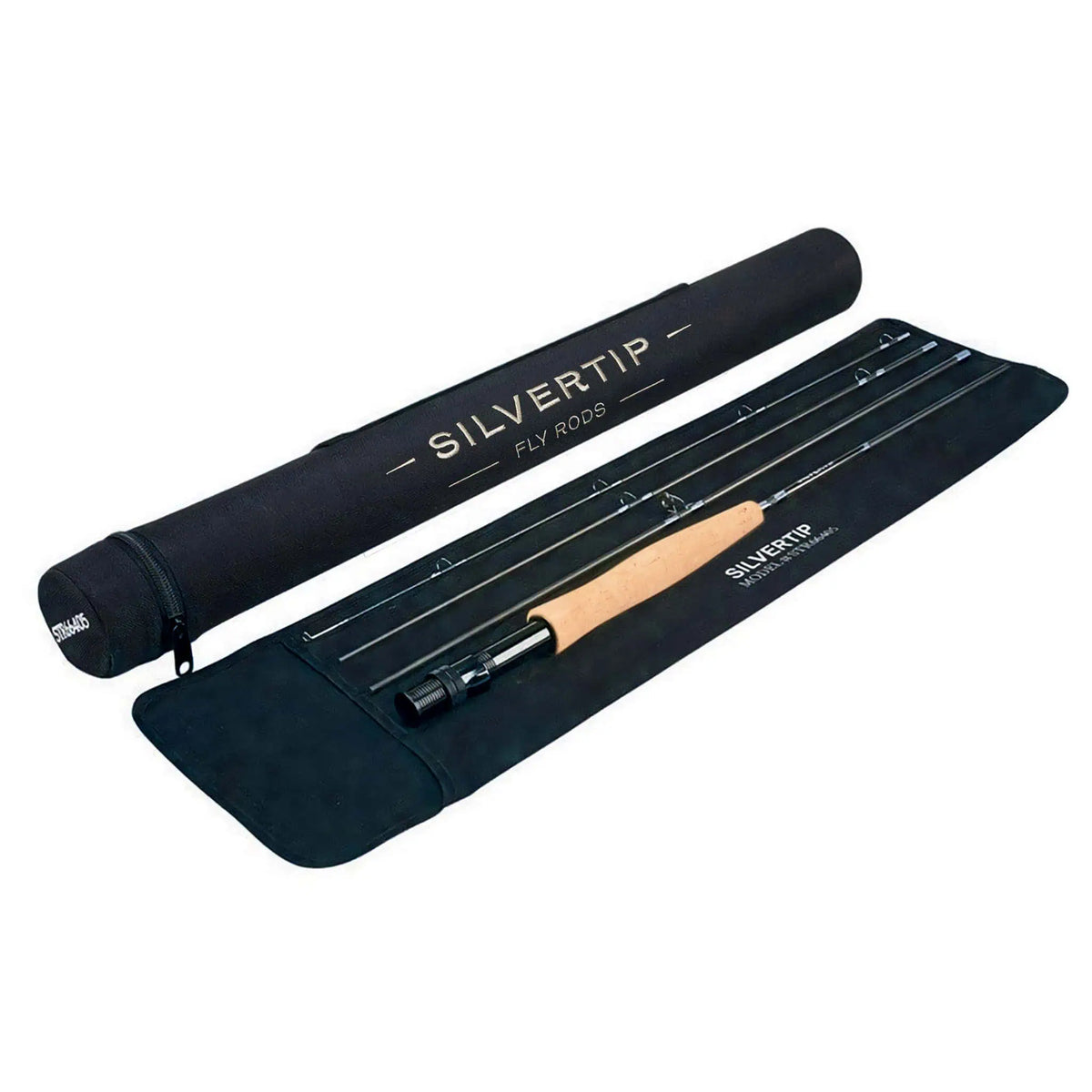 Jackson Hole Fly Company Silvertip 9-foot, 5-weight fly fishing rod in its packaging, showcasing a sleek, high-quality rod design.