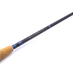 Close-up of Jackson Hole Fly Company Silvertip 9-foot, 5-weight fly fishing rod showing detailed handle and rod tip.