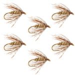 Six soft hackle March Brown Partridge wet flies for trout fishing, with size 16 hooks, by The Fly Fishing Place.