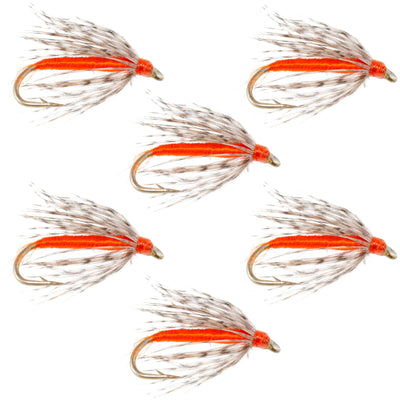 Set of six Soft Hackle Partridge and Orange trout wet flies with size 14 hooks, designed for fly fishing by The Fly Fishing Place.