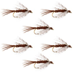 Set of 6 Soft Hackle Partridge and Pheasant Tail Wet Flies for trout fishing, size 12, by The Fly Fishing Place.