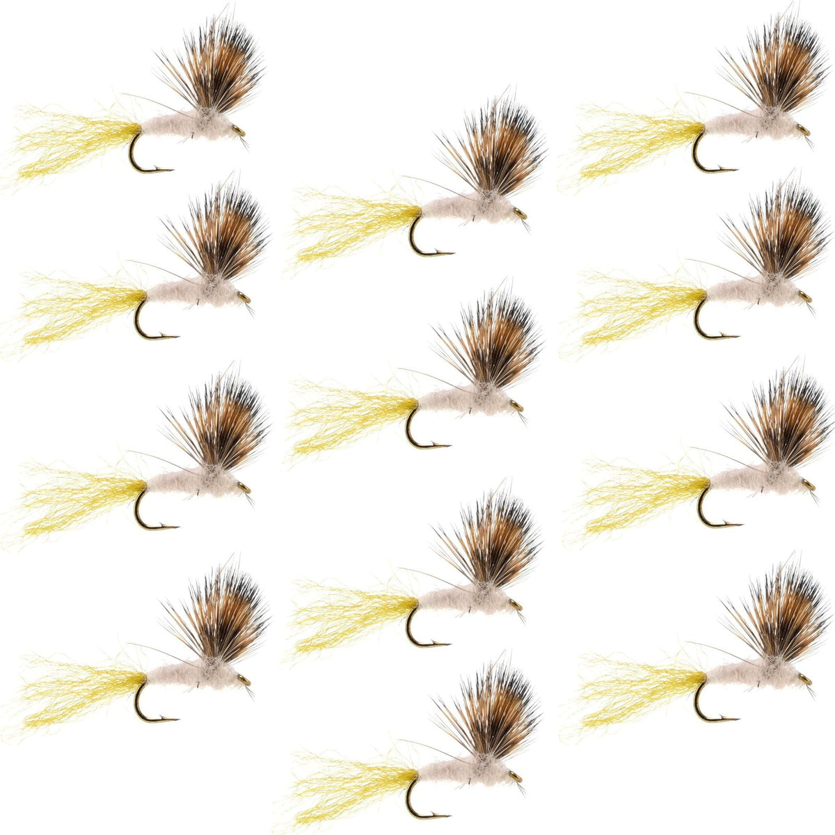 Set of 12 Sparkle Dun Pale Morning Dun PMD dry flies for trout fishing, hook size 16, by The Fly Fishing Place.