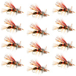 Set of 12 Kaufmann's Royal Crystal Stimulator dry flies in red, size 16, designed for trout fishing, by The Fly Fishing Place.