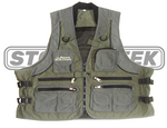 Stone Creek Outfitters deluxe fishing vest logo featuring the brand name and a fishing-related design element.