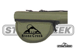 Stone Creek Outfitters rod and reel tube with pocket logo, protective storage for fishing gear, durable and lightweight design.