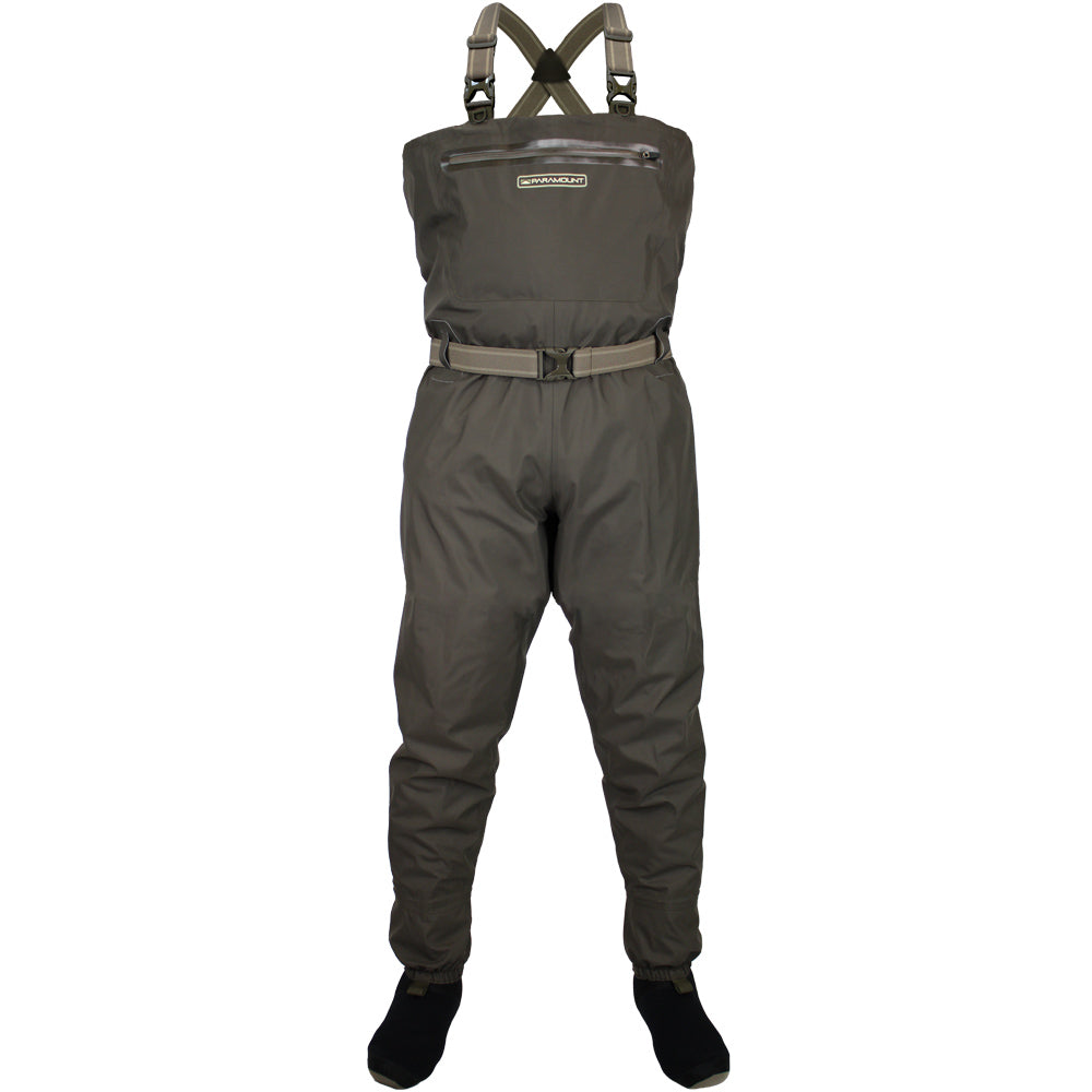 Waders with a belt and suspenders on a white background