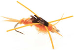 Three barbless gold bead Kaufmann's Golden Stone Fly wet flies for trout fishing, with rubber legs and hook size 6.
