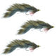 3 Pack Cone Head Zuddler Trout and Bass Streamer Fly - Natural - Size 4