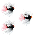 Set of three tungsten hot bead jigs for Czech nymphing, designed for trout wet flies, with hook size 12, by The Fly Fishing Place.