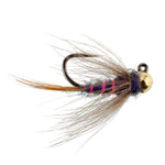 Three tungsten bead Duracell jigged Czech nymph wet flies with hooks size 12 for trout fishing, featuring hot rib detailing.