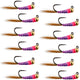 Tungsten Hot Spot Purple Perdigon Tactical  Nymph Fly - 12 Flies Size 18