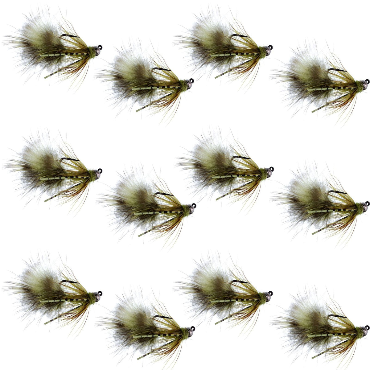 Tungsten Bead Tactical Mini Bugger Euro Nymph Fly - 12 Flies Size 12