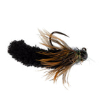 Three black tungsten bead mop fly jigs for trout fishing, size 14, barbless Czech Euro nymph tactical jig by The Fly Fishing Place.