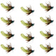 Tungsten Bead Chartreuse Mop Fly Tactical Jig Czech Euro Nymph Barbless Fly - 1 Dozen Flies Size 14