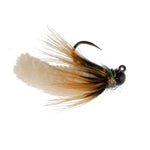 Six size 14 Tungsten Bead Cream Mop Fly fishing jigs for trout, tactical jig euro nymph wet flies by The Fly Fishing Place.
