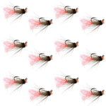 Set of 12 Tasmanian Devil Tungsten Bead Jig Czech Nymph Flies for trout fishing, size 16, by The Fly Fishing Place