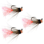 Three Tasmanian Devil tungsten bead jig trout wet flies in size 16, tactical Czech nymphing Euro nymphing fly set.