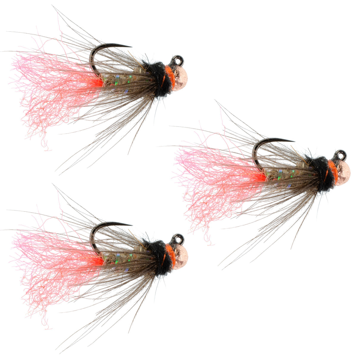 Three Tasmanian Devil tungsten bead jig trout wet flies in size 16, tactical Czech nymphing Euro nymphing fly set.