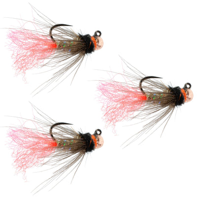 Three Tasmanian Devil tungsten bead jig trout wet flies in size 16, tactical Czech nymphing Euro nymphing fly set.