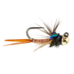 Six Copper John tungsten bead tactical nymph flies for trout fishing, size 14, featuring copper-colored Czech nymph designs.
