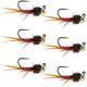 Tungsten Bead Tactical Jig Copper John Red Czech Nymph Euro Nymphing Fly - 6 Flies Size 16