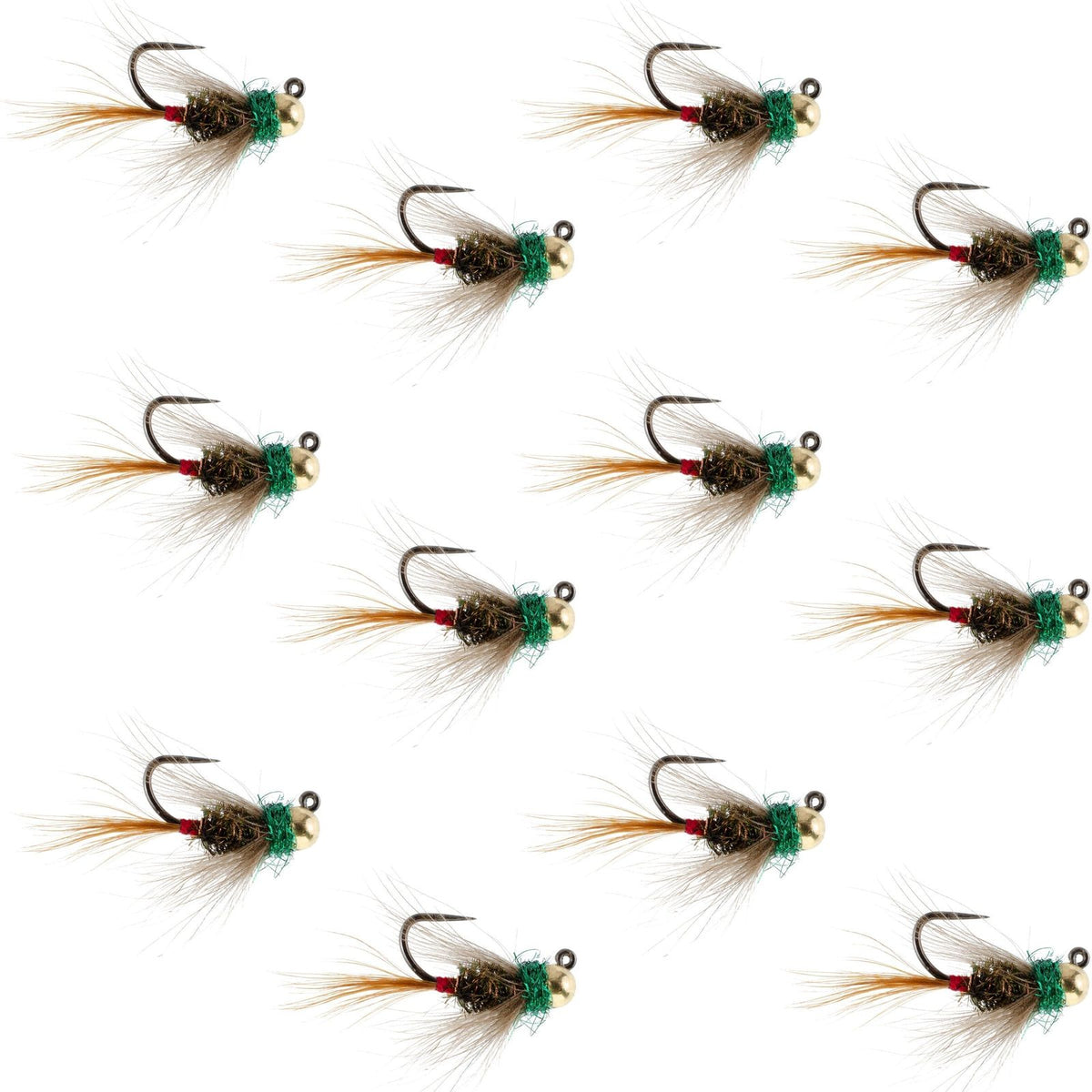 Tungsten Bead Tactical CDC Frenchie  Nymph Euro Fly - 12 Flies Size 16