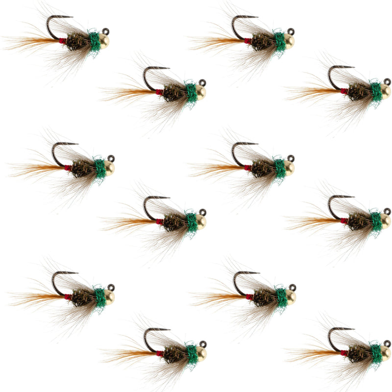 Tungsten Bead Tactical CDC Frenchie  Nymph Euro Fly - 12 Flies Size 16