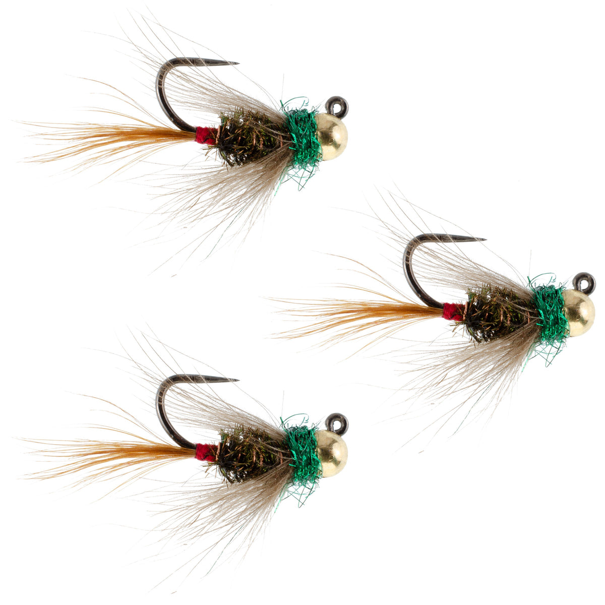 3 Pack Tungsten Tactical CDC Frenchie Euro Nymph Jig - Size 16