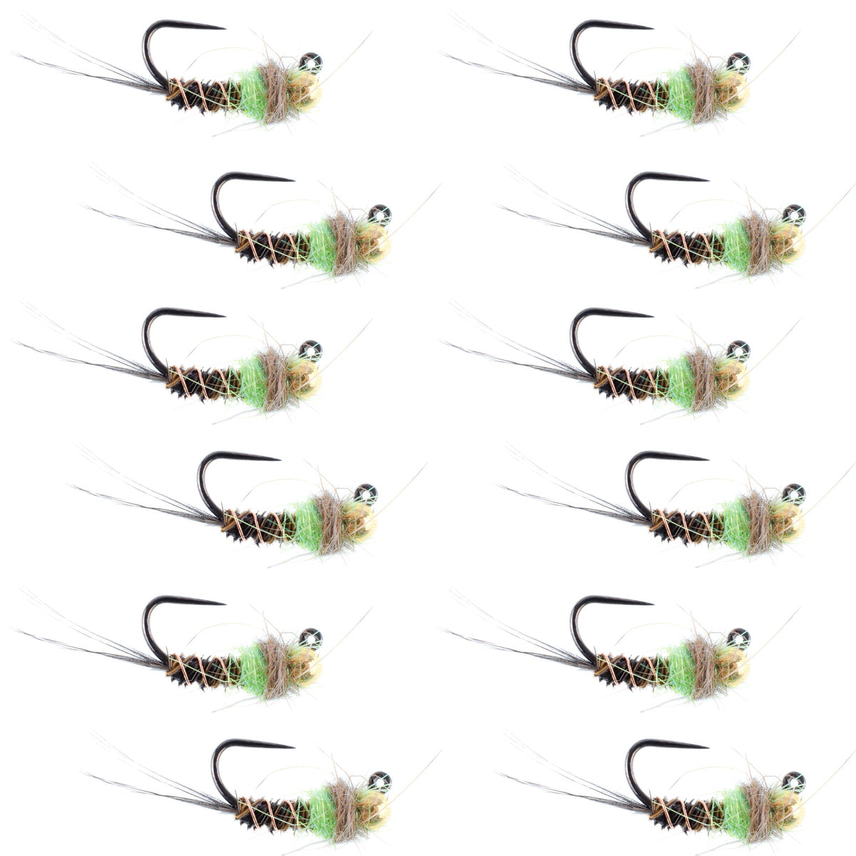 Tungsten Hot Spot Pheasant Tail Tactical Jig Euro Fly - 12 Flies Size 16