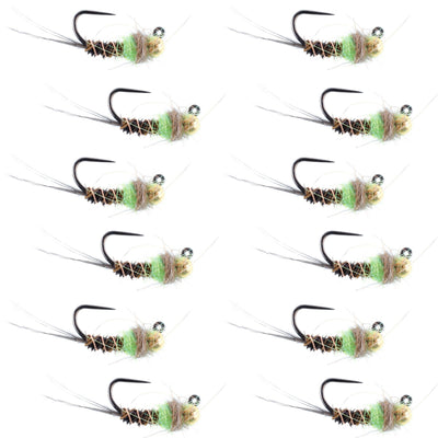 Tungsten Hot Spot Pheasant Tail Tactical Jig Euro Fly - 12 Flies Size 16
