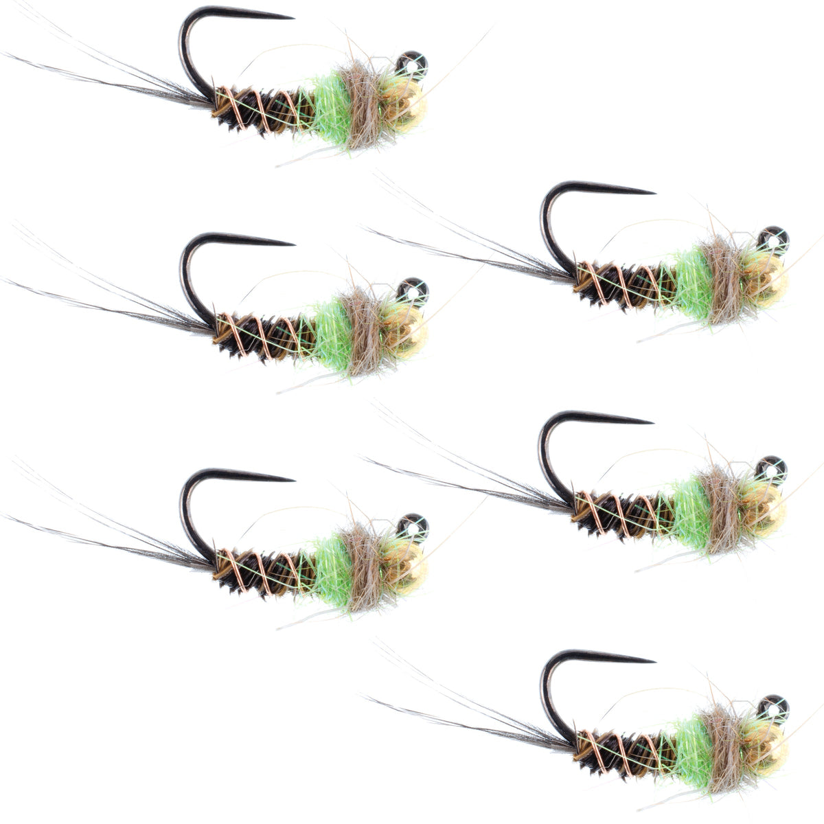 Tungsten Hot Spot Pheasant Tail Tactical Nymph Euro Jig - 6 Flies Size 16