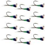 Tungsten Gasolina Perdigon Tactical Jig Euro Nymph 12 Flies Size 16