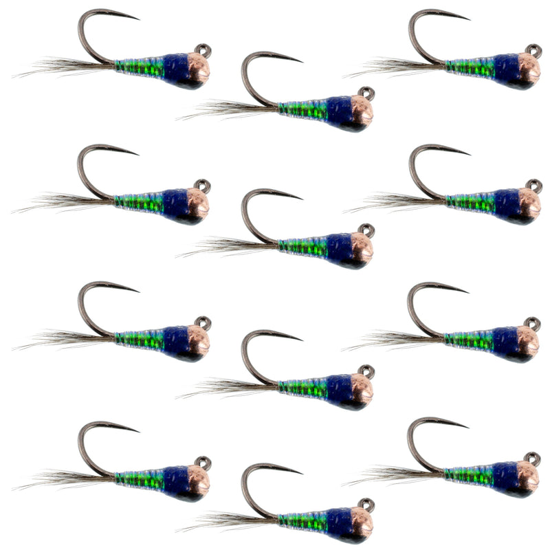 Tungsten Gasolina Perdigon Tactical Jig Euro Nymph 12 Flies Size 16