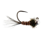 Three tungsten pheasant tail euro nymphing fly hooks, size 14, for trout wet fly fishing, by The Fly Fishing Place.