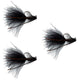 3 Pack Tungsten Bead Tactical Black Mini Bugger Euro Nymph Fly - Size 12
