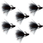 Tungsten Bead Tactical Black Mini Bugger Euro Nymph Fly - 6 Flies Size 12