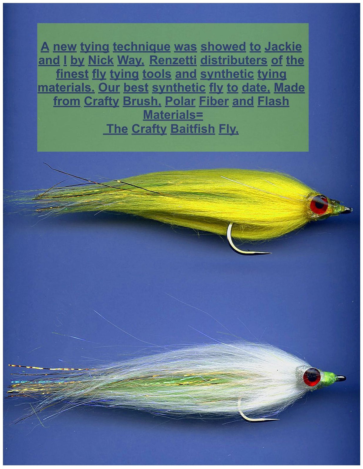 Clouser's Fly Shop Crafty Baitfish Fly, realistic fly fishing lure designed to resemble baitfish, in natural colors.