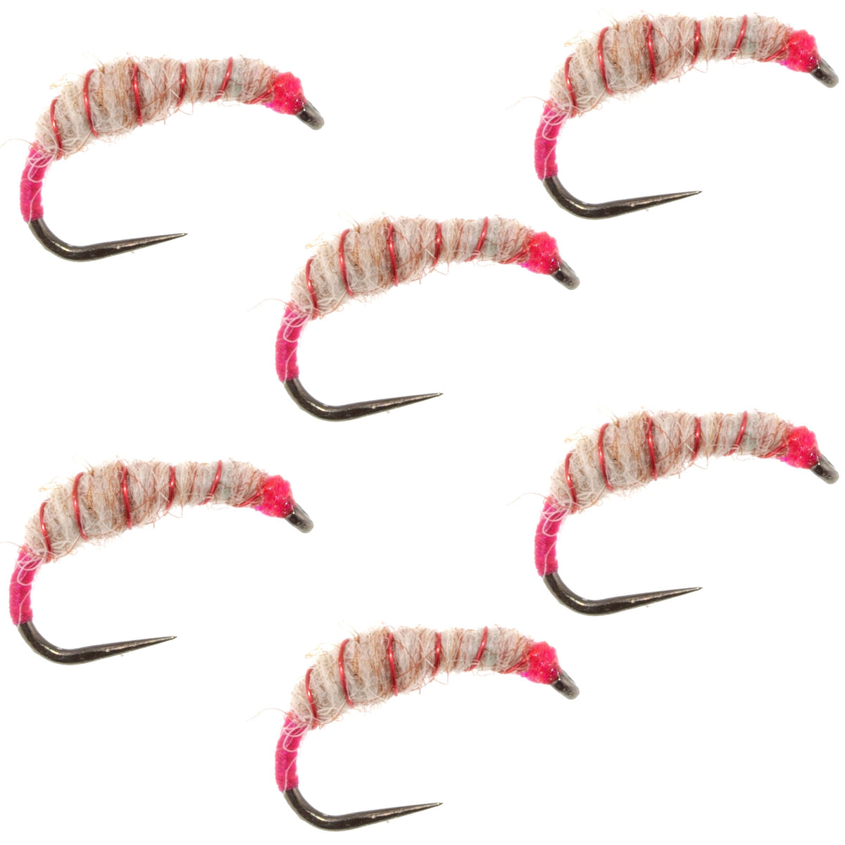Set of six Utah Killer Bug Tenkara Kebari flies in size 12, designed for fly fishing, featuring nymph patterns by The Fly Fishing Place.