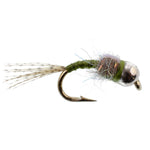 Bead Head Midge Nymphs fishing flies from the Basics Collection, size 14-18, by The Fly Fishing Place, showcasing 10 nymph flies.