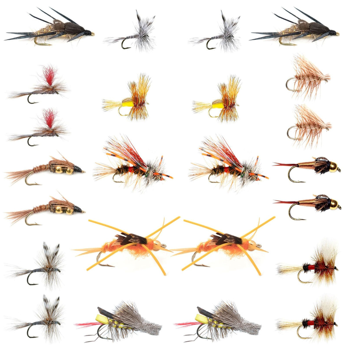 Western trout fly collection with 24 dry and nymph fishing flies in a fly box, from The Fly Fishing Place.
