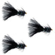 3 Pack Black Bead Head Crystal Woolly Bugger Streamer Flies Size 4