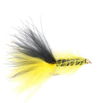 Yellow Black Bead Head Crystal Woolly Bugger Streamer - 6 Flies Size 8