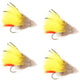 Yellow Marabou Muddler Minnow Streamer Fly - 4 Flies Size 8