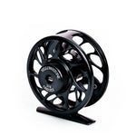 Black Yellowstone Grizzly fly reel by Jackson Hole Fly Company, showcasing its sturdy construction and detailed design.