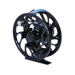 Black Yellowstone Grizzly fly reel by Jackson Hole Fly Company with 7/8 size, showcasing a sturdy, detailed fishing reel design.