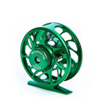 Green Yellowstone Grizzly fly reel by Jackson Hole Fly Company with a sturdy reel design for freshwater fly fishing.