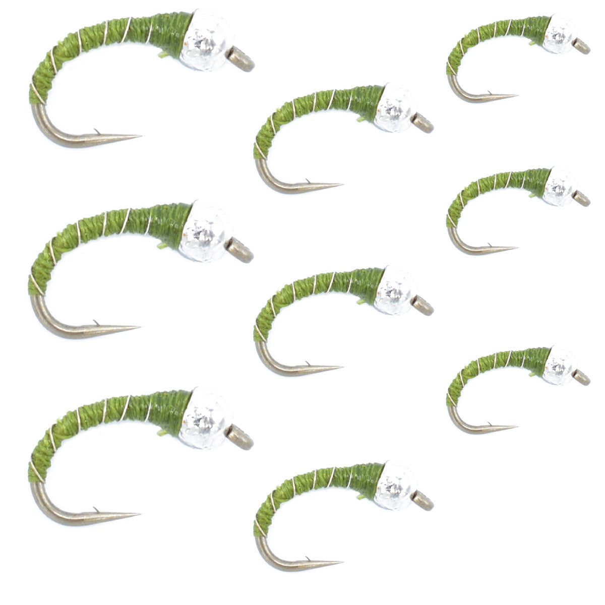 Olive zebra midge trout wet flies in sizes 14, 16, and 18 for tailwater fly fishing collection by The Fly Fishing Place.
