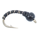 Black Zebra Midge trout wet fly with black bead for tailwater and lake fishing, size 20, by The Fly Fishing Place