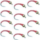 Bead Head Red Zebra Midge Still Water Nymph 1 Dozen Flies Hook Size 16